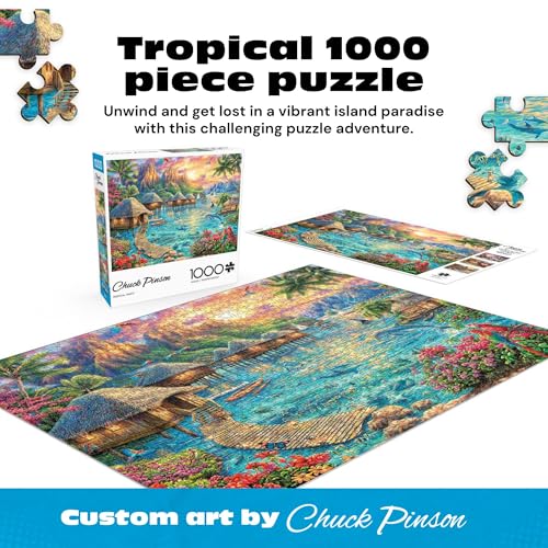 Buffalo Games Chuck Pinson Tropical Oasis 1000 Piece Jigsaw Puzzle - 26.75 x 19.75 in, Ages 14+, Classic - Recycled Board & Poster - Beach Scene - 1000 Piece Puzzle for Adults