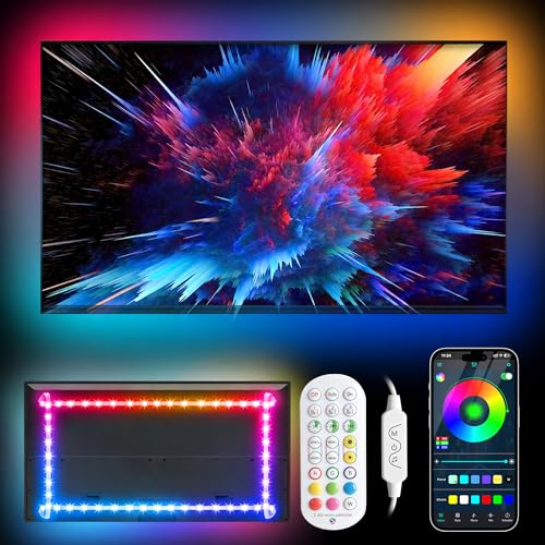 Daymeet TV Led Backlight,13.1ft ICRGB LED Lights for TV USB Light Strip for 40-65 inch Monitor Behind Lighting, Rainbow Color TV Lights Music Sync Bluetooth APP Control with Remote - color: Dreamcolor, size: 13.1FT