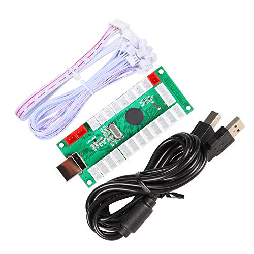 Fosiya LED Arcade Joystick Buttons Kit Ellipse Oval Style 8 Ways Joystick + 20 x LED Arcade Buttons for 2 Player Video Games Standard Controllers All Windows PC MAME Raspberry Pi (Mix Colors Kits) - color: Mix Colors Kits