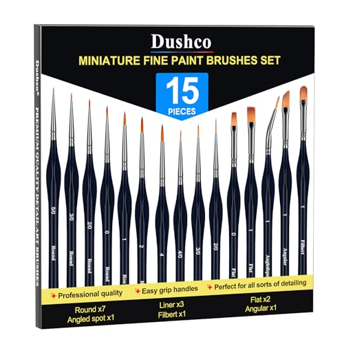 15pcs Detail Paint Brushes Set for Acrylic Watercolor & Paint by Numbers | Wooden Handle, Anti-fatigue Triangular Grip, Multiple Brush Sizes, Miniatures, Models, Nail art, Rock and Face painting - color: Black