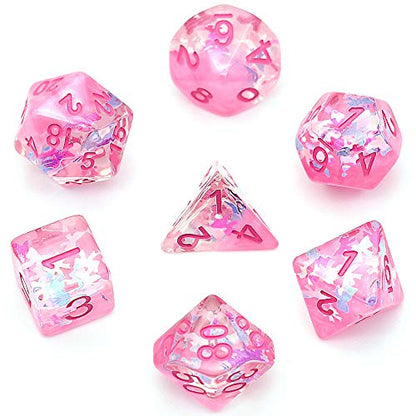 UDIXI Pink DND Dice Set, RPG D&D Polyhedral Dice Set for Role Playing Games | Velvet Storage Bag, DM Gift, for Dungeons and Dragons Tabletop Games Board Games - color: Dream Pink