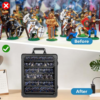 Miniature Carrying Case, Miniature Storage Case with 6 Trays, Aluminum Alloy Frame, Display and Transport Action Figure Display Case for Collectibles Miniatures, Warhammer Carrying Case - size: Large
