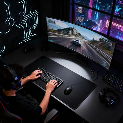 JIALONG Large Gaming Mouse Pad, Extended Mousepad with Black Stitched Edges, XXL Desk Mat, Big Computer Keyboard Mat for Gaming and Office, 35.4 x 15.7 inches - color: Black Stitched Edges