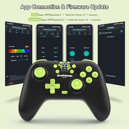 GeekShare Switch Pro Wireless Controller, Compatible with Switch 2/1/Lite/OLED, PC, Android, iOS Device, Tri-Mode Programming with Wake-up, Turbo, Gyro, Vibration, 1000mAh Bluetooth 2.4G Controller - size: Controller and receiver kit