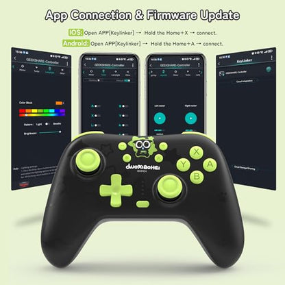 GeekShare Switch Pro Wireless Controller, Compatible with Switch 2/1/Lite/OLED, PC, Android, iOS Device, Tri-Mode Programming with Wake-up, Turbo, Gyro, Vibration, 1000mAh Bluetooth 2.4G Controller - size: Controller and receiver kit