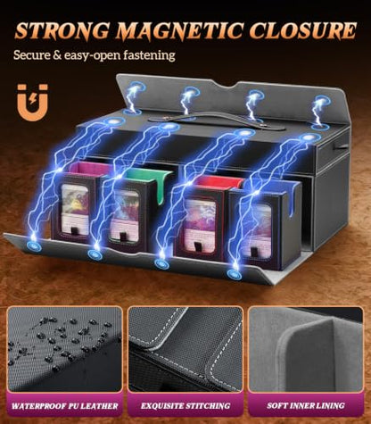 TiMOVO MTG Commander Deck Box, 11-in-1 Modular for TCG/PTCG, Black Rainbow | 8-Deck Card Storage Case and 3 Dice Trays, Holds 1760+ Single-Sleeved Cards, Display Window, Carry handle - color: Black Rainbow