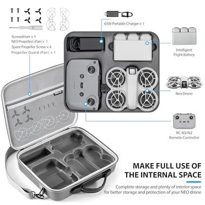 STARTRC Carrying Case for DJI Neo Portable PU Storage Protective Bag for DJI Neo Fly More Combo Accessories, Compatible with RC-N3/N2 Remote Controller, Neo Intelligent Flight Battery, Charging Hub