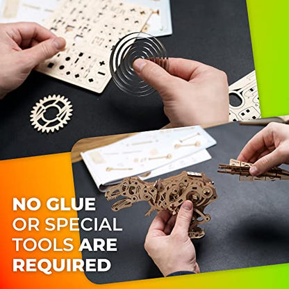 UGEARS Tyrannosaurus Rex 3D Wooden Puzzles for Adults - Wooden Model Kits for Adults D Rex Dinosaur Puzzle Kit Mechanical Models Automaton Kit Brain Teaser, Hobby Set Home Decoration - style: Tyrannosaurus Rex