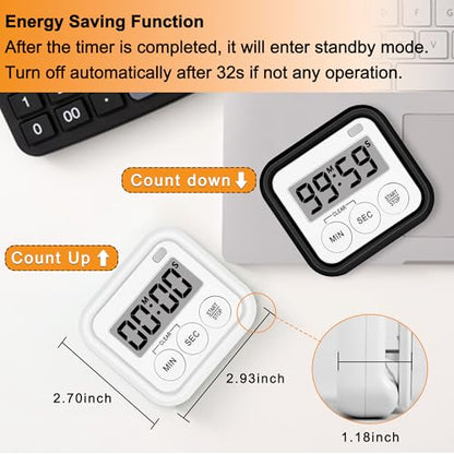 Timer, Kitchen Timers for Cooking Classroom Timer for Kids Teachers Magnetic Digital Timers 2 Pack, Black - color: Black