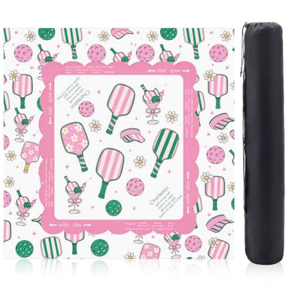 Pink Dickleball Martini Mahjong Mat with Rules 31.5" x 31.5" | Preppy Floral Design, Non-slip Noise Reduction, Mahjong Game Table Cover for Poker Board, Card Games, Dickleball Lovers Gifts - style: Preppy Pink
