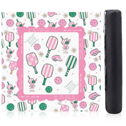 Pink Dickleball Martini Mahjong Mat with Rules 31.5" x 31.5" | Preppy Floral Design, Non-slip Noise Reduction, Mahjong Game Table Cover for Poker Board, Card Games, Dickleball Lovers Gifts - style: Preppy Pink