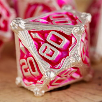 Surpass DND Metal dice Set MTG dice Set Role Playing Polyhedral Dice Dungeon DND Dragon dice - color: Pink