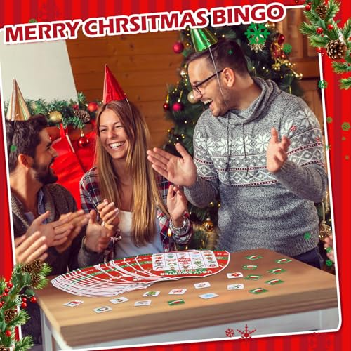 Blosssound Christmas Bingo Game for Kids & Adults, 24 Players Ugly Sweater Holiday Party Game Cards Set, Family Xmas Activities, Classroom & Office Party Supplies - style: Christmas