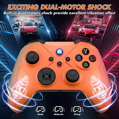 LENISUOLE Replacement Wired Controller for Xbox 360, Game Controller for 360 with Dual-Vibration Turbo Compatible with Xbox 360/360 Slim and PC Windows 7,8,10,11 - color: Orange