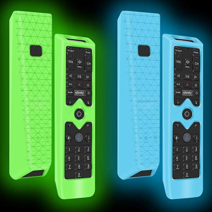 2Pack Remote Protective Case for Xfinity Remote Control,Silicone Case Skin Sleeve for XFinity Comcast XR15 Voice Remote Control,[Thicken Layer] Shockproof Bumper Remote Back Covers-Glowgreen+Glowblue