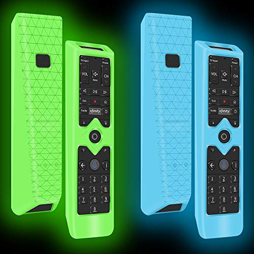 2Pack Remote Protective Case for Xfinity Remote Control,Silicone Case Skin Sleeve for XFinity Comcast XR15 Voice Remote Control,[Thicken Layer] Shockproof Bumper Remote Back Covers-Glowgreen+Glowblue