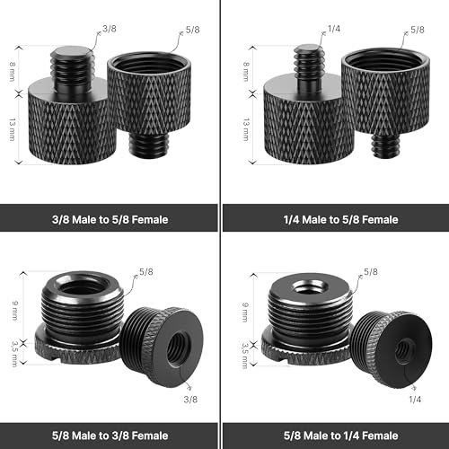 Mic Stand Adapter Set 8 pieces Metal Microphone Stand Screw Thread Adapter 5/8 Female to 3/8 Male 3/8 Female to 5/8 Male 5/8 Female to 1/4 Male 1/4 Female to 5/8 Male Tripod Adapter - color: 7 ADAPTER