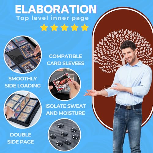 Top loader Binder - Holds 324+ Top Loaders for Cards, 9 Pocket Top Loader Binders with Sleeves for 3" x 4" Rigid Card Holders for Baseball, Football and other Cards (Light Blue) - color: Light Blue