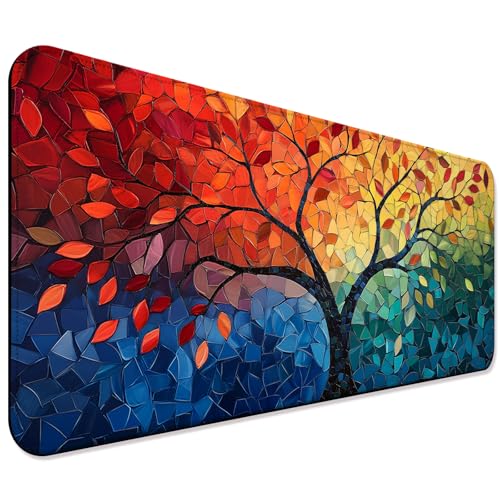 Fantasy Tree of Life Gaming Desk Mat, Computer Keyboard Large Extended Long Abstract Mouse Pad for Office and Home, XL (W04) - color: W04