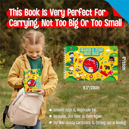 SpriteGru Search & Find Book, 30 Dry Erase Activities Game Pad, Reusable & Erasable Montessori Learning Toy Educational Games Autism Sensory Toys for Preschool Girls and Boys Ages 3, 4, 5, 6 - style: Search & Find