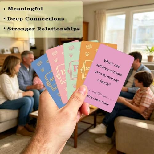 Family Conversation Cards - 55 Questions for Family Bonding, Kids & Adults | Fun Conversation Starters, Meaningful Family Game for Dinner Table, Road Trips & Quality Time - color: Family Edition