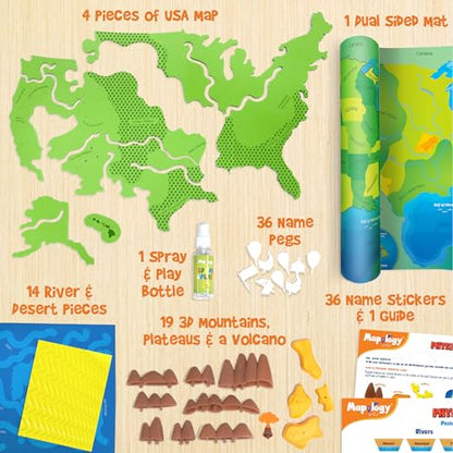 Imagimake Mapology Physical Features of USA, Geography Game for Kid Age 8+ | Educational 3D Jigsaw Puzzle, Learn Mountains, Rivers & Volcanoes, Birthday Gift for Boys & Girls Ages 8,9,10,11,12 Years Old - style: Physical Features of USA