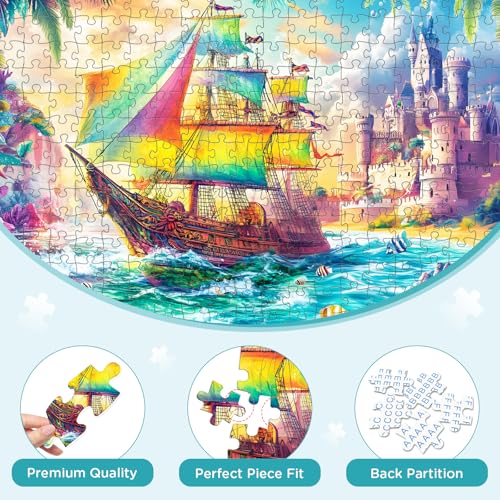 300 Piece Puzzles for Adults, Sea Beach Ship Jigsaw Puzzle - style: boat