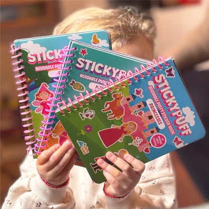 DINO MINI Stickypuff Value Pack - 3 Reusable Puffy Sticker Book for Toddlers - Puffy Stickers for Toddlers - Travel Activities for Kids Ages 4-8 - Screen Free Birthday Gifts (Wonderland) - color: Wonderland