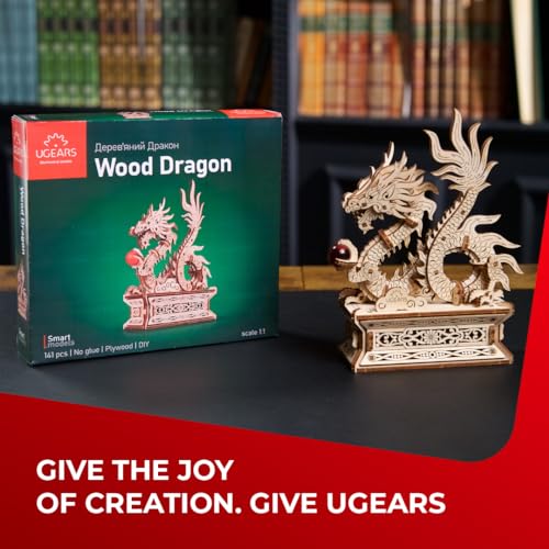 UGEARS Wood Dragon 3D Puzzle – 3D Wooden Puzzles for Adults, Wooden Models for Adults to Build, Mechanical Puzzle Box with Hidden Compartment, DIY Model Kit, Brain Teaser, Unique Chinese Dragon Gift - style: Wood Dragon
