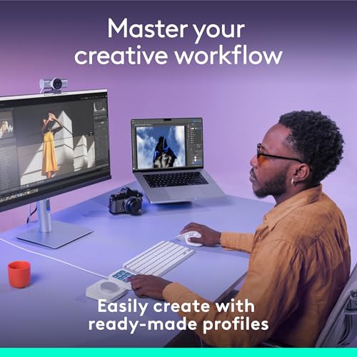 Logitech MX Creative Console 9 Customizable Keys - Pale Grey | Stream Deck accessories, graphic design, Adobe, Zoom, Spotify, 3-month Adobe Creative Cloud membership - color: Pale Grey