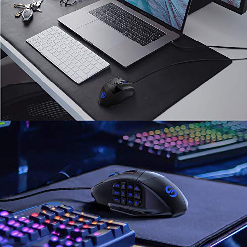 UtechSmart Venus Gaming Mouse RGB Wired, 16400 DPI High Precision Laser Programmable MMO Computer Gaming Mice [IGN's Recommendation] - color: Black