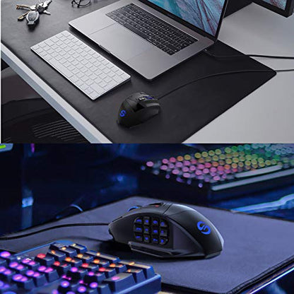 UtechSmart Venus Gaming Mouse RGB Wired, 16400 DPI High Precision Laser Programmable MMO Computer Gaming Mice [IGN's Recommendation] - color: Black