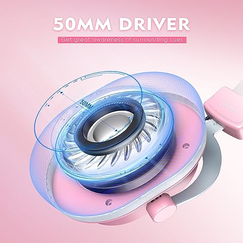 FIFINE H6P Wired Gaming Headset with Noise Canceling Mic for PC,PS4/5 | Large 50mm Drivers, 7.1 Surround Sound, Solid Metal Frame, 3 EQ Modes, Vibrant RGB, USB In-line Control, for gamer/streamers - color: Pink