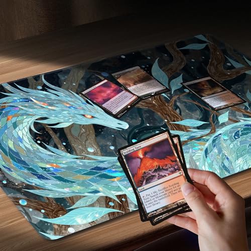 MTG Playmat Non-Slip Rubber Backing Printing Commander Board Game Desk Mat Duel Mat TCG PTCG Playmat 24x14 inches and Free Storage Bags (Snake, 24"X14") - color: Snake, size: 24"X14"
