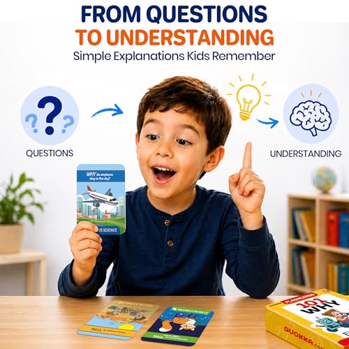 QUOKKA 101 WHY Card Games for Kids Ages 4-8 – Flash Cards for Kids with Simple Explanations & Fun Facts – Educational Games About Science, Nature, Space, Body Topics – Family and Classroom Activity - color: 101 Why Flashcards