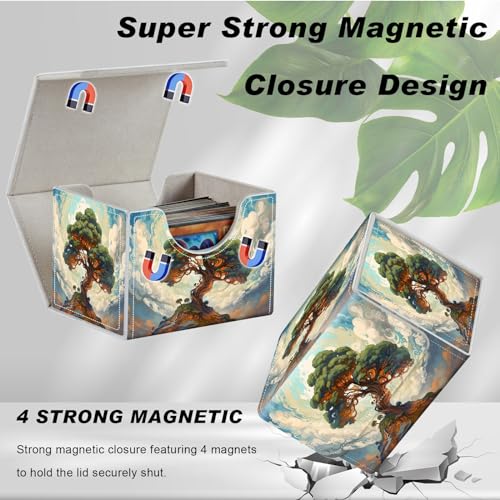 DEGDFSGR for TCG MTG Card Game Storage Box Organizer Trading Card Case Commander Deck Box Magnetic Closure Creative Pattern Up to 200 Cards, Big Tree White Cloud - color: Big Tree White Cloud