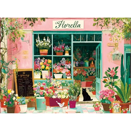 500 Piece Puzzles for Adults,Spring Flower Jigsaw Puzzles 500 Pieces | Pink House Puzzle 500 Pieces for Adult Seniors Cat Romance Jigsaw Puzzle for Men Women with Letters on Back Birthday Gift - color: Spring