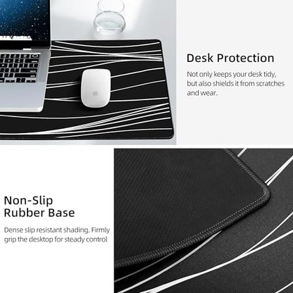 Mouse Pad with Magnetic Wireless Charging, 31.5"x15.8" XXL Desk Mat | Gaming Mousepad Ultra-Smooth Surface, Non-Slip Rubber Base, Waterproof Computer Keyboard Pad for Desk, Office, Black and Line - color: Black and Line - 31.5"x15.7"