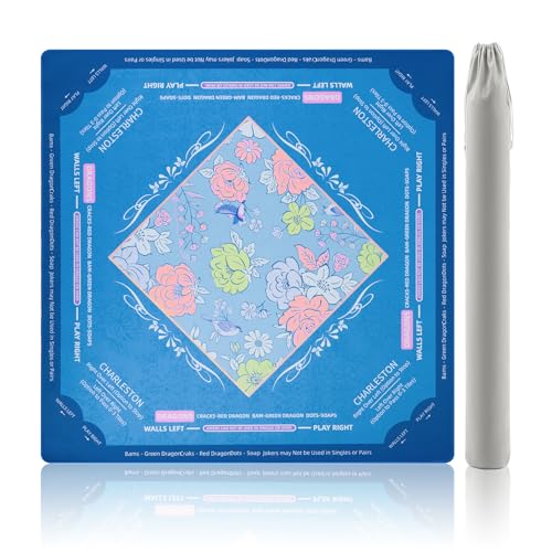 Mahjong Mat (32.6"x32.6") Roll Shipped No Crease Non-Slip Noise Reduction | Professional Gaming Mat with Velvet Bag for American Mahjong Tiles Poker Board Games (Cornflower blue) - color: Cornflower Blue