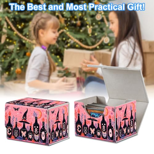Halloween Bottles Deck Box for MTG Commander | Holds 100+ Double-Sleeved Cards | Strong Magnetic TCG Card Case for Collectible Games - color: Halloween Bottles