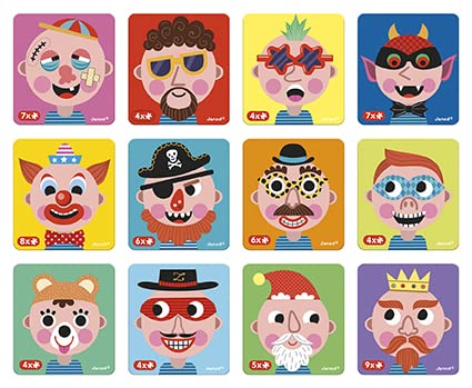 Janod - Magnetibook 83 Pc Magnetic Boy Crazy Face Dress Up Game - Decorating Fridge with Magnetic Letters - Enhances Creativity and Learning - Boosts Self-Confidence - Portable and Easy Storage | Enhances Creativity and Learning - Boosts Self-Confidence -