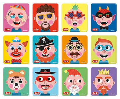 Janod - Magnetibook 83 Pc Magnetic Boy Crazy Face Dress Up Game - Decorating Fridge with Magnetic Letters - Enhances Creativity and Learning - Boosts Self-Confidence - Portable and Easy Storage | Enhances Creativity and Learning - Boosts Self-Confidence -