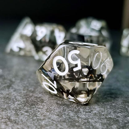 Sage's Portal Familiars and Reagents Resin DND Dice Set Polyhedral Dice Set for Dungeons and Dragons RPG Tabletop TTRPG (Night Moths) - color: Night Moths