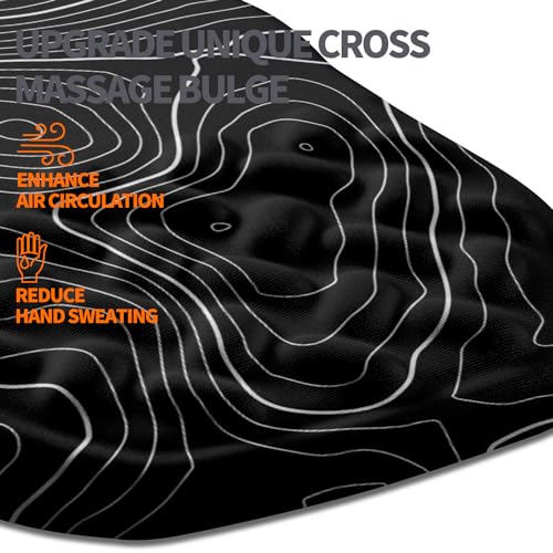 Ergonomic Slope Mouse Pad Wrist Support, Wrist Rest Mousepad for Carpal Tunnel Pain Relief with Massage Bulge and Slow Rebound Memory Foam (12x8 inch, Black Contour Lines) - color: Am016-black Contour Lines