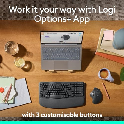 Logitech Ergo M575S Wireless Bluetooth Trackball Mouse - Black Silver Ball | Easy thumb control, precise and smooth tracking, Bluetooth and includes Logi Bolt USB receiver, PC Mac compatible - color: Black + Silver Ball