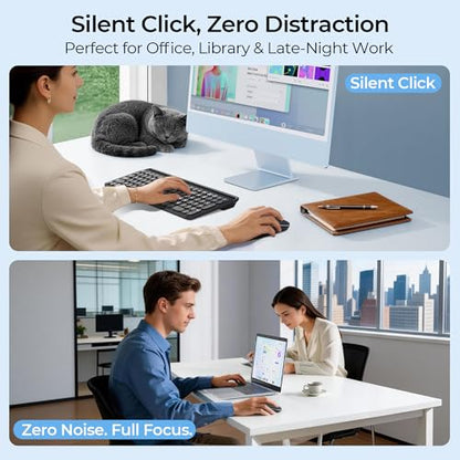seenda MOU001 Bluetooth Wireless Mouse for Laptop,Slim Computer Mice,Black | Rechargeable Computer mouse with USB and dual Bluetooth, 3-level DPI and quiet clicks for Windows, Macbook, iPad and Travel. - color: black