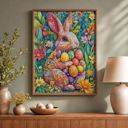 Cross & Glory | 1000 Piece Puzzle for Adults | The Easter Garden Bunny | Egg Rabbit & Botanical Spring Puzzle | Satin Finish | Easter Puzzles for Adults 1000 Pieces Ages 14+ - color: The Easter Garden Bunny