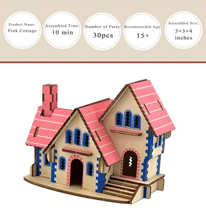 3D Puzzles for Adults, Log Cabin DIY Wooden House Model Kits for Adults to Build, Country Cottage Building Model, 3D Jigsaw Brain Teaser Puzzle, Dollhouse (FHSDFG)