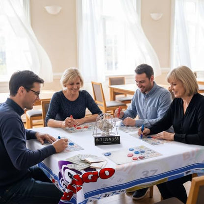 Hahafelt Bingo Table Cloth for Card Game 55 x 55 Inch Casino Table Cover | Square Table Cover, Washable, Casino Theme Party Supplies, Card Game, Indoor and Outdoor Dining Various Gatherings Party Gift