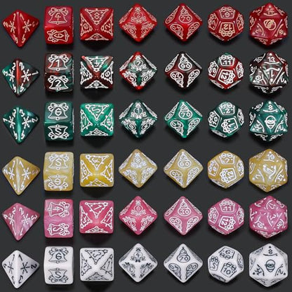 CiaraQ Polyhedral Dice Set - DND Role Playing Dice | Acrylic RPG Dice for Dungeons and Dragons MTG Table Games, Multi-Color, 42pcs - color: Red & Green/Red/Green/Pink/Yellow/White